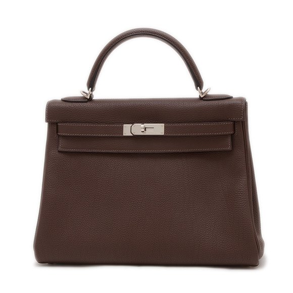 Hermes Hermès Kelly 32 Handbag, Togo Chocolate, Silver Hardware, Q Stamp - Picture 1 of 9